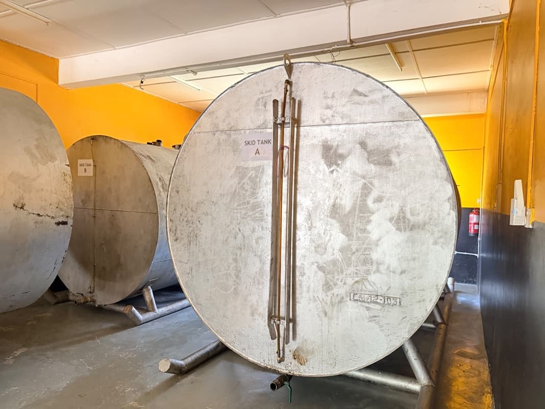 Skid Tank A and B storage tanks inside the MSR warehouse
